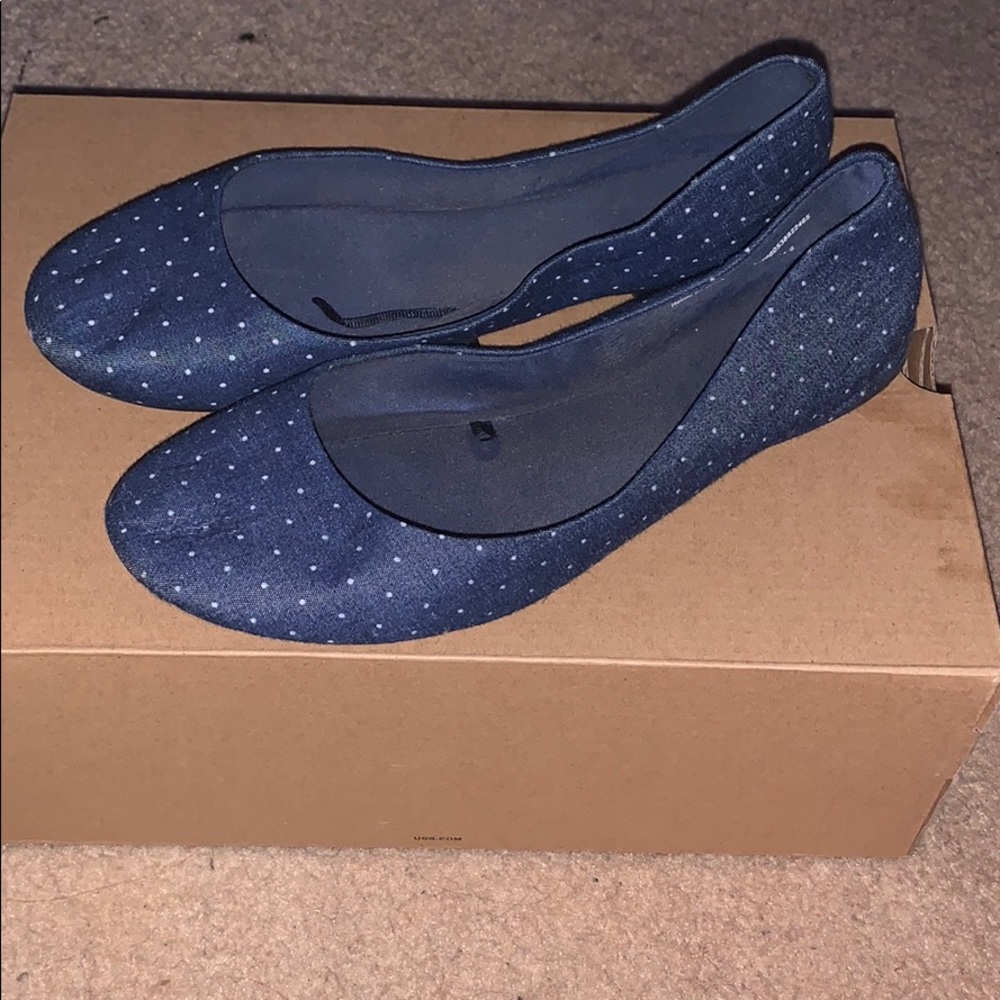 Blue and white flats